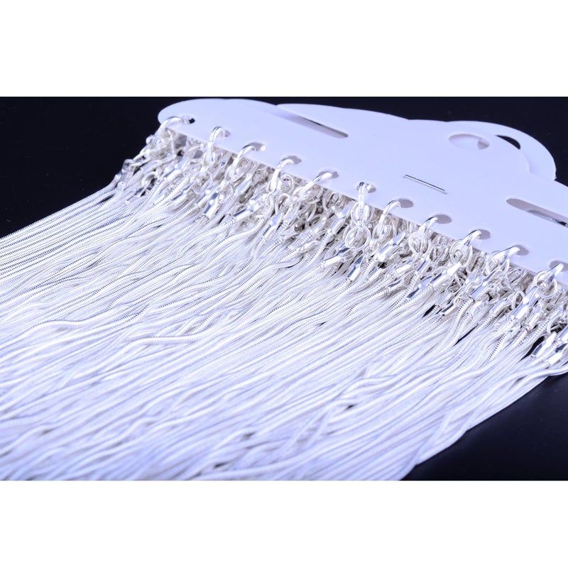 Cmidy Snake Chain Necklace White Brightening 24pcs 925 Silver Plated 1.2mm DIY Shining Link with Lobster Clasps for Jewelry Making (20 inch, Shining White Brightening) - Image 3